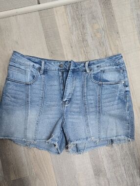 KanCan Light Blue Denim Frayed Hem Shorts